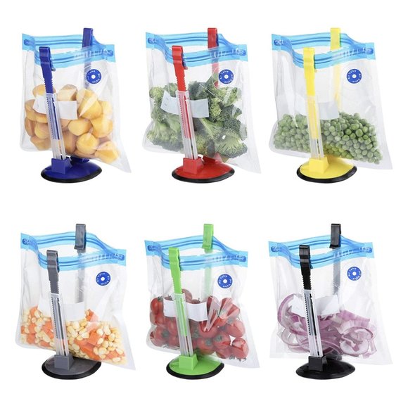 Baggy Rack Holder For Food Prep Bag/plastic Freezer Bag/Ziploc Bag Holder 6 Pack - Picture 1 of 7